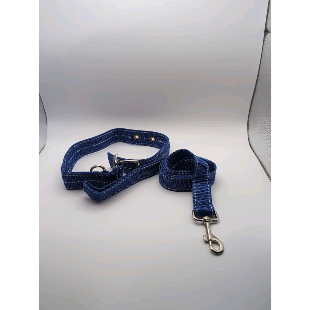 Blue dog collar 22 Inch  and  5ft‎ leash set